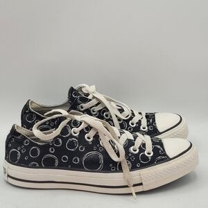 Converse Black With Silver Bubbles Skater Sneakers Size 8